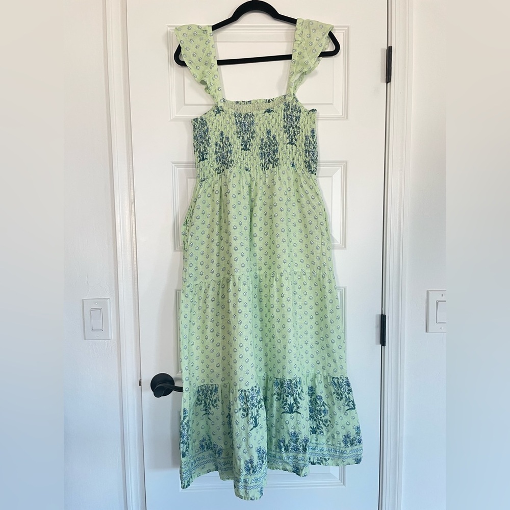 Roller Rabbit Cotton Midi Floral Smocked Waist Tank Dress - Picture 2 of 10